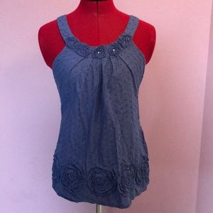 Soft Blue Rosette And Dot Tank